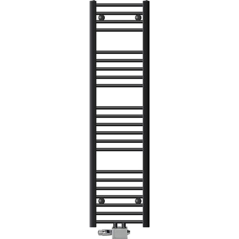 ECD Germany Radiador Toallero de Baño Sahara 300 x 1400 mm Antracita Recto con Termostato, con Conexión Central Universal a la Pared o al Suelo , Calentador Secador de Toallas, Kit de Montaje Incluído