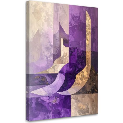 Cuadro en Lienzo, Imitaciones abstractas de pintura morado beige, 70x100 (1/5)
