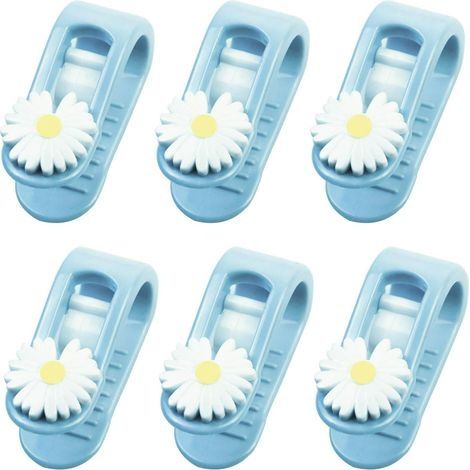 6 clips de housse de couette en forme de fleur sans aiguille (bleu)