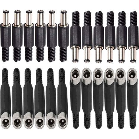 12 Pcs DC Panel Mount Connectors 2.1mm x 5.5mm/2.5mm x 5.5mm, 12 Female Connector Plugs 5.5mm x 2.5mm / 2.1mm x 5.5mm (1/3)