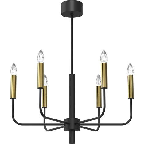 Suspension chandelier Akasya noir/or 6xE14 Luminex