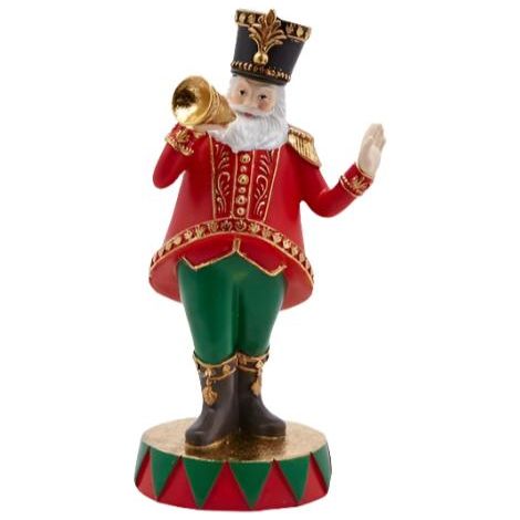 Babbo Natale con bastone statuetta color rosso in poliestere da 20 cm (1/2)