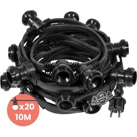 Guirlande lumineuse d'extérieur 10m noire IP65 – 20 douilles E27 – Raccordable pour événements en extérieur – Compatible avec ampoules LED (1/5)
