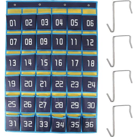 Organiseur suspendu pour téléphone portable avec 36 poches numérotées, sac de rangement pour calculatrice et porte-téléphone portable en classe (1/5)