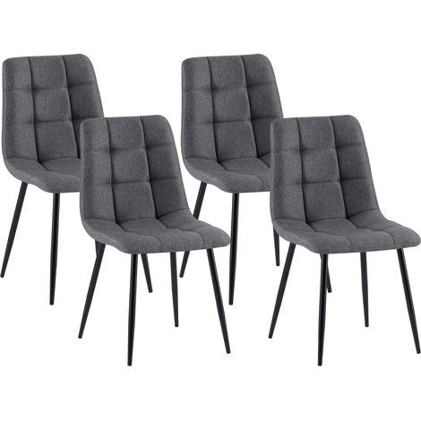 Set di 4 sedie da pranzo in tessuto Antibes grigio scuro