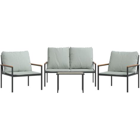 vidaXL 4 Piece Garden Lounge Set with Cushions Anthracite Steel (1/5)