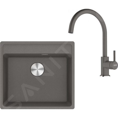 Franke - Set de cuisine G274ŠK, évier en fragranit MRG 610-52 + robinet FC 6018.084, gris pierre 114.0700.790 (1/4)