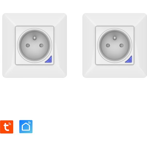 Lot de 2 Prises intérieures encastrées 3000W connectées Wifi + Suivi de consommation + Compatible assistants vocaux (1/5)