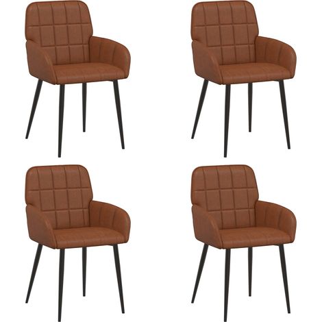 Chaises de salle à manger 4 pc Simili cuir Marron vidaXL (1/5)