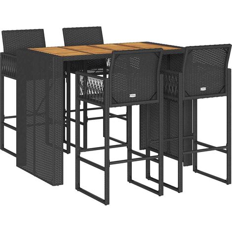 Maison Exclusive - Set Bar da Giardino 5pz senza Cuscini Nero in Polyrattan Acacia (1/5)
