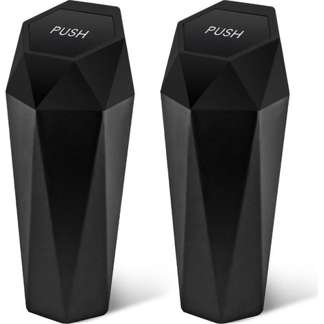 Porte-gobelet poubelle de voiture, lot de 2 mini poubelles avec couvercles, accessoires auto, petits gobelets poubelle étanches pour la maison, noir (1/5)