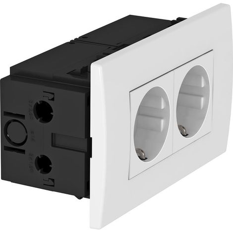 OBO Bettermann Unidad de enchufe Modul 45, 2 tomas 84x140x59mm Policarbonato blanco puro RAL 9010, 6119407