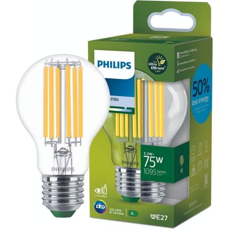 Philips Filament-Lampe, transparent, 75W A60 E27 (1/4)