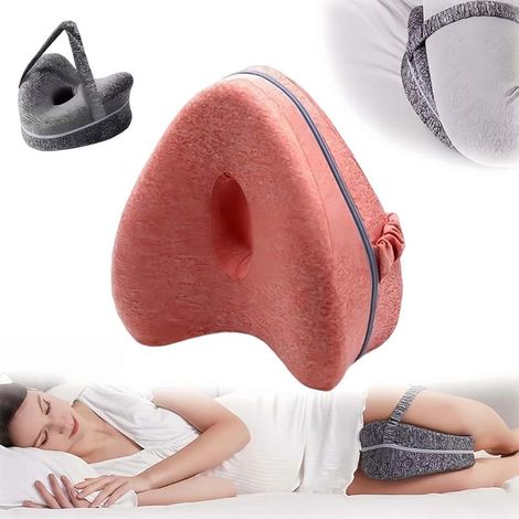 Ausrichtungskissen für Seitenschläfer, Hüftausrichtungskissen mit verstellbarem Gurt, glattes Wirbelsäulenkissen für Hüfte, Bein und Rücken, rosa (1/5)
