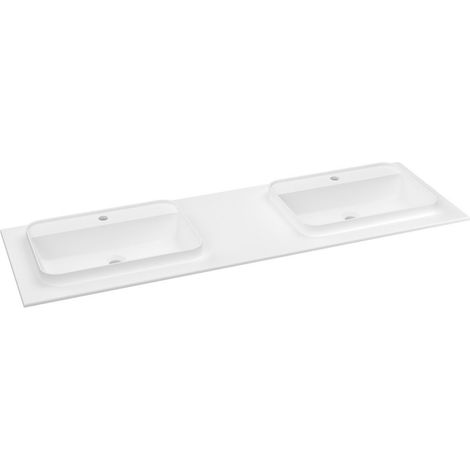 BRAHEA vasque double 161x51,5cm (70+20+70cm), Rockstone, blanc mat (1/2)