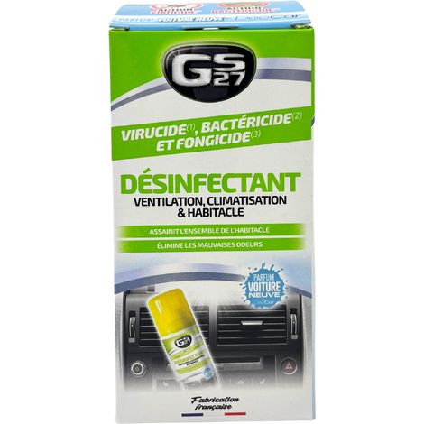 Coffret nettoyant climatisation – Désinfectant circuit d'air – Élimine champignons et bactéries – Parfum voiture neuve – Gs27