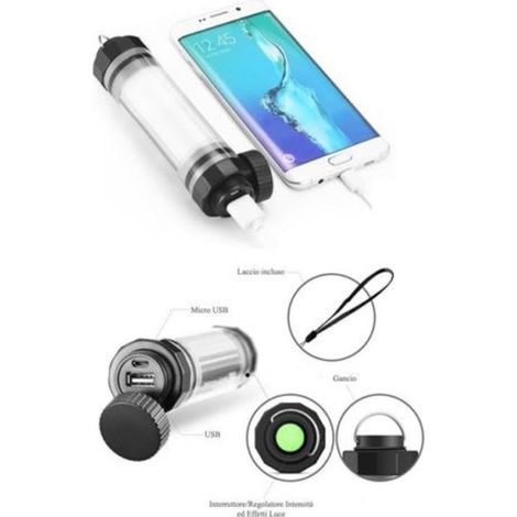 Trade Shop - Linterna Led Antorcha Portátil 5200mah Emergencia Recargable Usb Powerbank - (1/4)