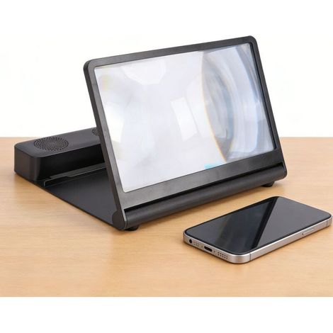 Loupe d'écran pour smartphone avec haut-parleur Bluetooth, projecteur/agrandisseur d'écran 3D HD, support avec amplificateur vidéo pour films, vidéos et jeux (1/5)