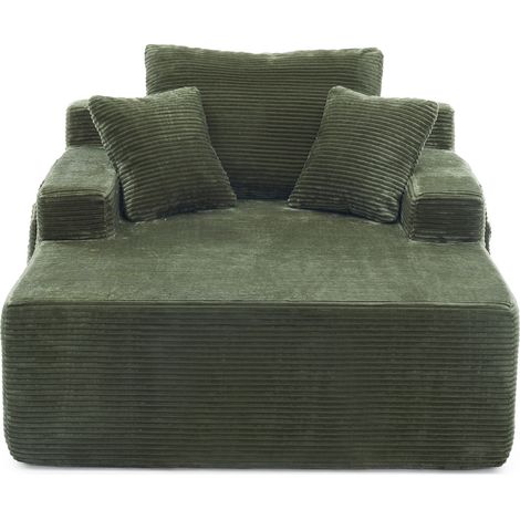 Canapé en velours côtelé confortable avec housses de coussins et poches latérales de rangement (1/5)
