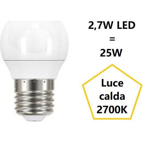 LAMPADINA SFERETTA A LED 2,7W LUCE CALDA 2700K 250 LUMEN E27 BOT (1/2)