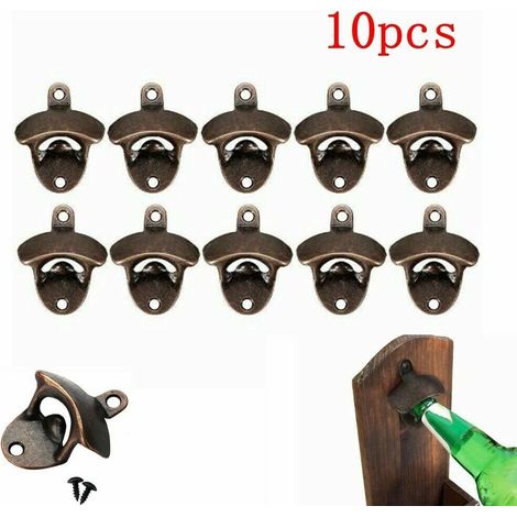 Ortviai – 10er-Set Wand-Kronkorkenöffner aus Zinklegierung – Wandmontage, Küche, Bar, Garage und Boot – Bronzefinish, rostgeschützt