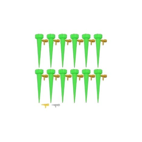 Sistema de riego por goteo, riego automático, caudal ajustable, 12 piezas - Verde (1/2)