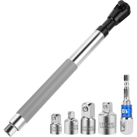 DEESSE SHOP-Clé d'extension décalée à percussion, clé à cliquet électrique, extension de clé à chaîne, compatible avec douilles de 1,27 cm (1/5)