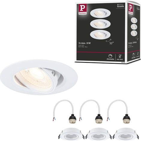 Spots encastrés kit de 3 orientable rond 90 mm 30° GU10 max. 3x10W 230 V Blanc Luminaire encastré - luminaire sans ampoule (1/5)