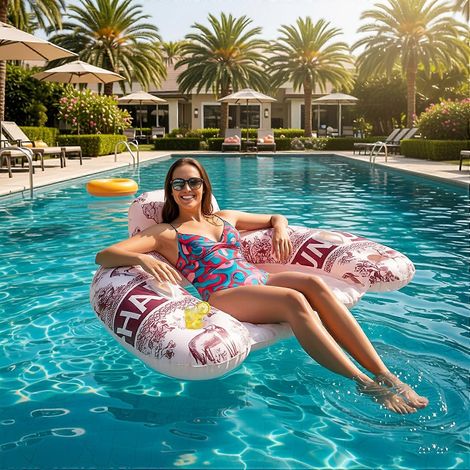 Fauteuil gonflable floral pour piscine adulte, bouée en forme de U avec dossier et porte-gobelets, matelas gonflable ergonomique pour l'été à la piscine ou à la plage. (1/5)