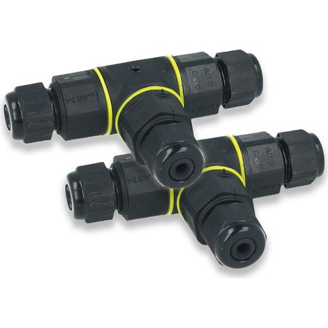 2 Pezzi Connettore Manicotto di Collegamento IP68 Forma T Cavo Raccordo Impermeabile 3 Poli Max Sezione 1,5mmq (1/3)