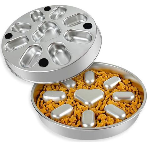Comedero lento de acero inoxidable 304 de 2 tazas con base antideslizante para perros pequeños y medianos. (1/5)