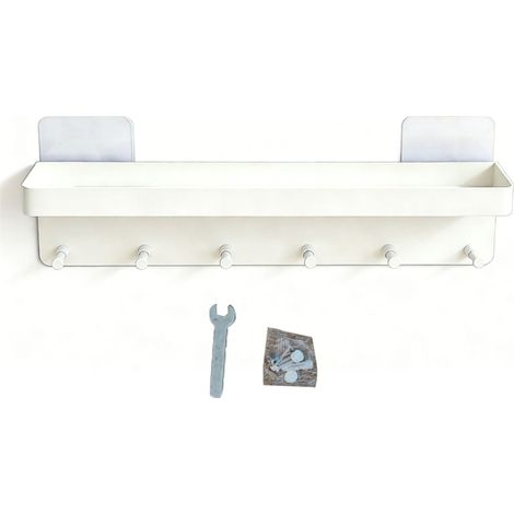 Porte-clés mural, organisateur de courrier, support suspendu avec 6 crochets pour lunettes de soleil et portefeuilles, blanc (1/5)