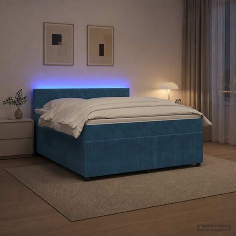 Cama box spring con colchón Azul 140 x 190 cm Terciopelo (1/5)