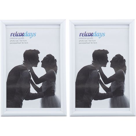 Lot de 2 cadres photo décoratifs design simple 16 x 11 x 2 cm format portrait ou paysage en plastique noir (1/5)