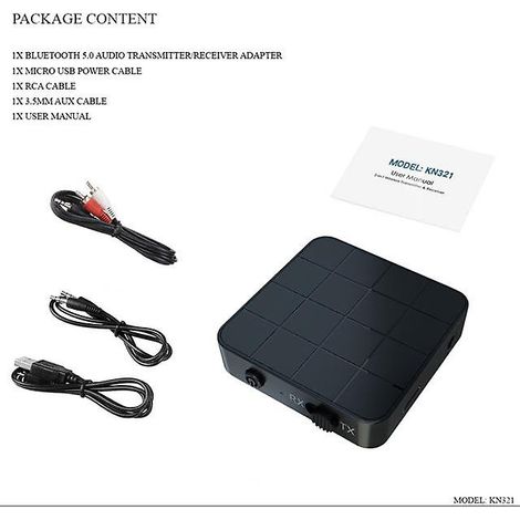 Récepteur audio Bluetooth 5.0 sans fil, adaptateur Bluetooth 5.0 stéréo, sortie RCA, prise auxiliaire 3,5 mm pour kit mains libres, haut-parleur filaire et casque. (1/5)
