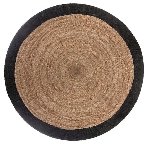 Tapis Rond Jute 120cm Bicolore Naturel - Noir - SILUMEN (1/5)