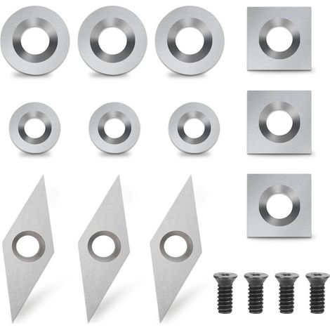 CYRILL –Plaquettes de coupe en carbure pour tour à bois – 4 modèles interchangeables – Coupe nette pour bois dur – Compatible avec accessoires standards (1/4)