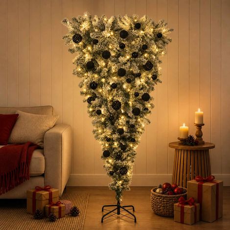 vidaXL Upside-down Artificial Hinged Christmas Tree 150 cm 150 LEDs (1/5)