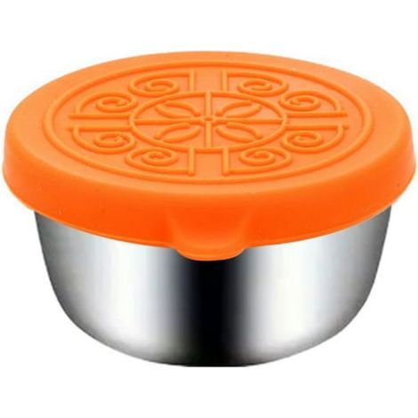 recipiente para salsa de 40 ml, acero inoxidable, tapa hermética, silicona, ideal para picnic, viajes o como lonchera. (1/5)