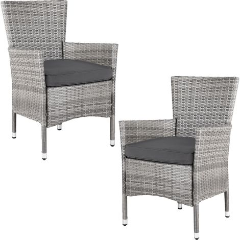 Casaria Poly Rattan Chairs Garden Outdoor Patio Furniture Dining Seat Terrace Seating Wicker Stackable Lightweight  Grey (1/5)