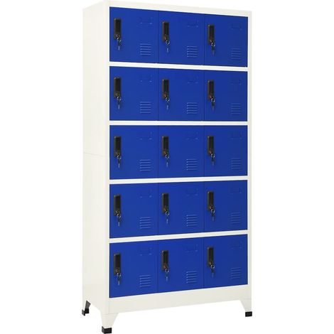 Locker Cabinet Grey and Blue 90x40x180 cm Steel vidaXL (1/5)