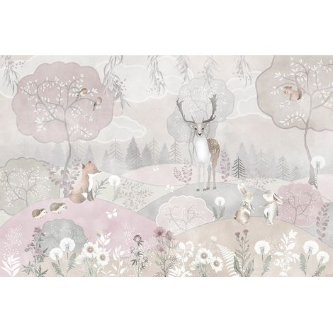 Papier peint panoramique Enfants - Animaux de la Forêt - 195 cm x 130 cm (1/2)
