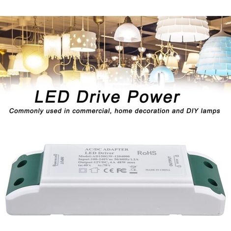 Driver LED da 48 W, adattatore convertitore DC 12 V 4 A, trasformatore per driver LED, alimentatore a tensione costante (1/4)