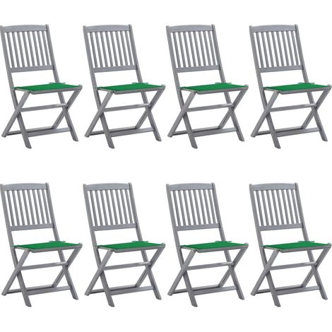 Klappbare Gartenstühle 8 Stk. mit Kissen Massivholz Akazie