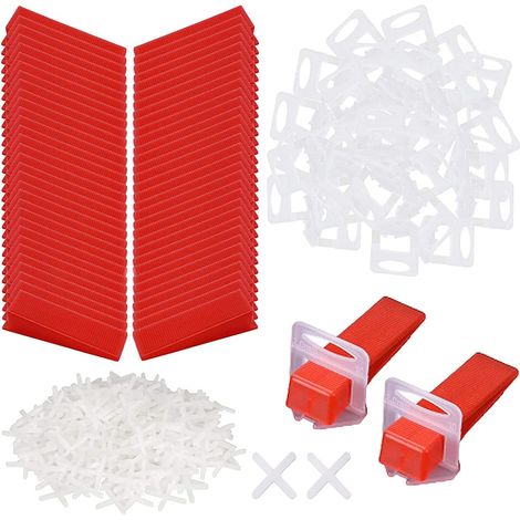 Système Nivellement Carreaux, 100Pcs Cale pour Carrelage 2mm, 100Pcs Clips de Nivellement de Carrelage 2mm, 100Pcs Entretoise Carrelage 2mm, Outils de Nivellement de Carreaux pour Épaisseur 3-12 mm (1/5)