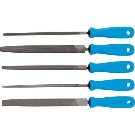 Lot de 5 limes en fer avec manche 0160