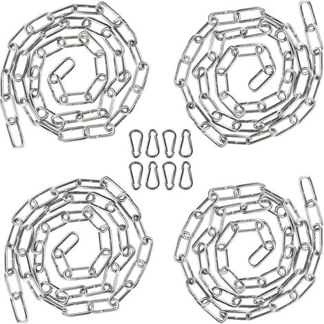 4 x 1 Mètre Chaîne en Acier Inoxydable 3mm Chainette avec 8 Mousquetons,Promenade,Chaîne de Chien Chaîne De Séchage Robuste Charge Chaîne D'ancrage Chaîne Balançoire,Maximale de 80KG (1/5)
