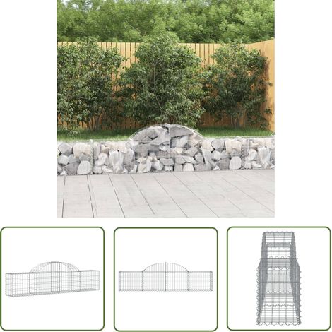 Gabion pour Pierres arqué Panier de gabions - Cage à pierre 200x30x40/60 cm Fer galvanisé BV928248 - BonneVie (1/5)