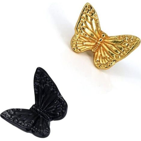 Bouton De Tiroir - Forme Papillon - Alliage De Zinc Galvanisé - Pour Armoire Commode Placard - Lot De 2