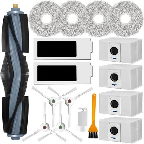 Compatible with Ecovacs T20 Omni / T20 e Omni vacuum cleaner accessories: 1 main brush, 4 side brushes, 4 mop pads, 2 filters, 4 bags, 2 cleaning brushes (1/4)